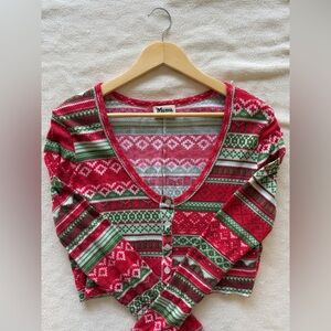 Show Me Your Mumu Festive Red and Green Christmas Striped Top